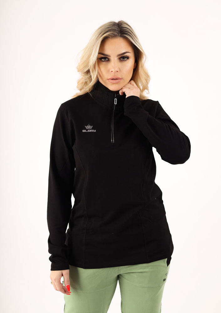 Women Quarter Zipper Long Sleeve T-Shirt