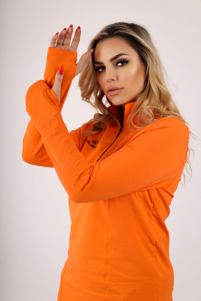 Women Quarter Zipper Long Sleeve T-Shirt