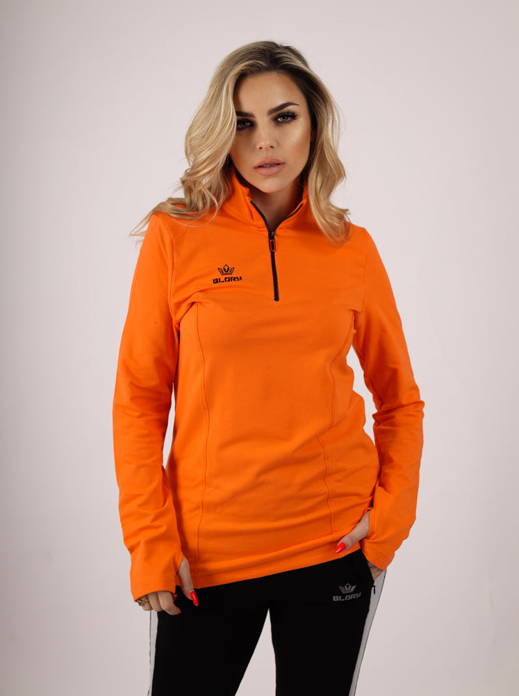 Women Quarter Zipper Long Sleeve T-Shirt